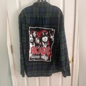 Custom AC/DC Upcycled Flannel Size Large